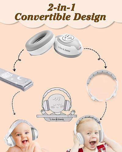 Lilian&Gema 2-in-1 Baby Ear Muffs Noise Protection, Noise Cancelling Headphones for Baby & Toddler up to 4 Years - Jamouz