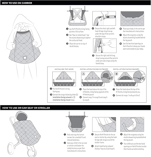 7AM Enfant Baby Carrier Cover - K-Poncho Universal Fit Winter Ultra Soft Plush Lining, Water Repellent Bunting Bag with Adjustable Hood, Multifunctional Stroller & Car Seat Blanket Cover | (0-3T) - Jamouz