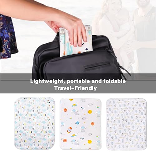 Baby Portable Changing Pad Waterproof Diaper Changing Mat Travel 3 Pack Washable Mattress Pad Reusable Under Pads Changing Pad Liners 22' x 27.5' - Jamouz