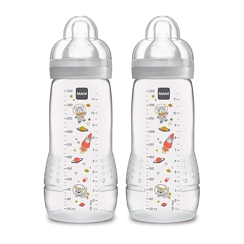 MAM Easy Active Baby Bottle 11oz, Easy Switch Between Breast and Bottle, Easy to Clean, 4+ Months, Girl - Jamouz