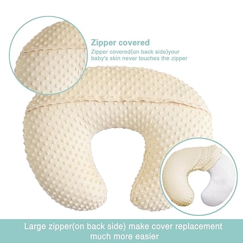 OWLOWLA Minky Nursing Cover, Breastfeeding Pillow Slipcover Fits Nursing Pillow for Baby Boy Girl(Baby Blue) - Jamouz