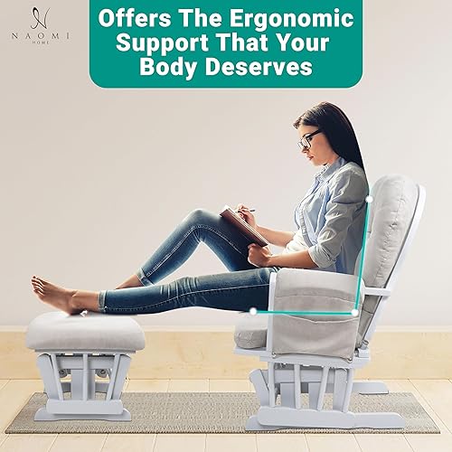 Brisbane Nursery Glider & Ottoman Sets, Glider Recliner Nursery Rocking Chair, Nursery Glider Rocker with Ottoman, Reclining Gliders & Chairs for Breastfeeding, Maternity, Napping, Espresso/Cream - Jamouz