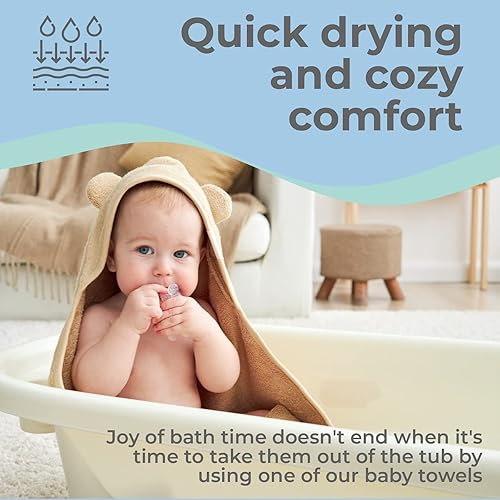 Toddler Bath Towel - Viscose from Bamboo & Cotton Blend for Delicate Skin - Super Soft Thick 600GSM - Ideal Toddler Boy and Girl Bath Essentials 35'x35' Bath Towel - Baby Towel with Hood - Jamouz