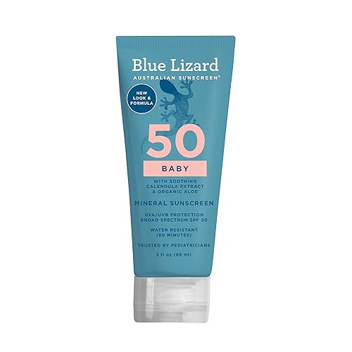 Blue Lizard BABY Mineral Sunscreen with Zinc Oxide, SPF 50+, Water Resistant, UVA/UVB Protection with Smart Cap Technology - Fragrance Free, , 5 oz. Tube - Jamouz