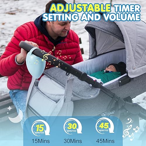 Baby Stroller Rocker Rechargeable, 11 Soothing Sounds Sleep Soother with Cry Activated Sensor, Adjustable Speed with 15,30,45 Minute Timer- Fits All Pushchairs & Prams Create a Baby Bouncer - Jamouz