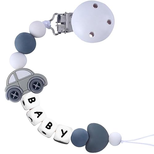 Personalized Pacifier Clip with Name for Boys Custom Stroller Clip Silicone Pacifier Chain Holder Clips - Jamouz