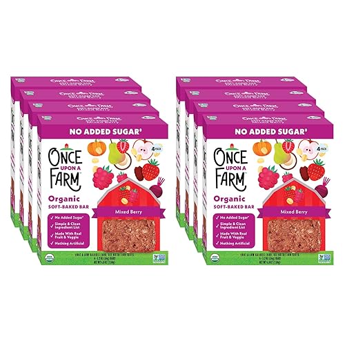Once Upon a Farm Organic Soft Baked Kids' Bars, Mixed Berry | 8 Boxes, 32 Total Bars - Jamouz