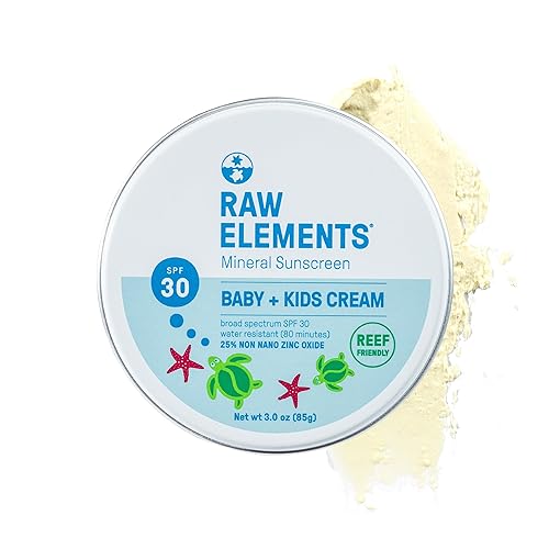 Raw Elements Baby & Kids SPF 30 Organic Sunscreen Tin, Non-Nano Zinc Oxide, Reef-Safe, Cruelty-Free, Gluten & Nut Free, Travel Sunblock 3.0 oz - Jamouz