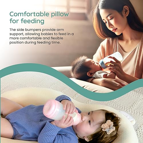 Multifunctional Baby Pillow: Anti-Roll, Nursing, and Tummy Time Features, 3D Air Mesh Fabric for Breathability. Adjustable Thickness, Easy Care - Jamouz