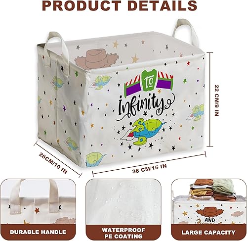 Toy Inspired Story Nursery Decor Baby Basket, Toy Inspired Story Decorations, Classic Toy Inspired Story Storage Nursery Basket With Hard Bottom Large Square, Waterproof Foldable Canvas Laundry Basket - Jamouz
