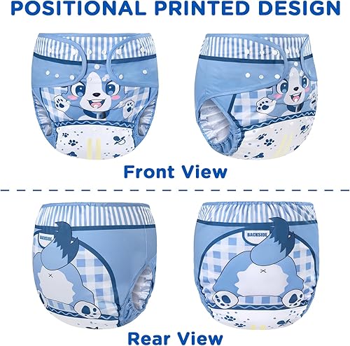Littleforbig Washable Adjustable Reusable Waterproof Cloth Adult Diaper Wrap Cover- Little Blue M - Jamouz