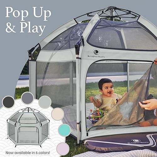 POP 'N GO PLAYPEN - Indoor & Outdoor Baby Playpen for Babies and Toddlers - Baby Beach Tent, Foldable, Portable W/Canopy, Travel Bag, & Mosquito Net - Pop Up Pack and Play Tent (Sweet Mint) - Jamouz