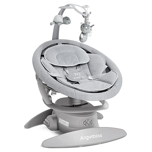 Angelbliss 3 in 1 Baby Swing with Motion Detection, Portable Baby Swings for Infants with Removable Rocker & Stationary Seat, Bluetooth Enabled with 3 Unique Motions (Grey) - Jamouz