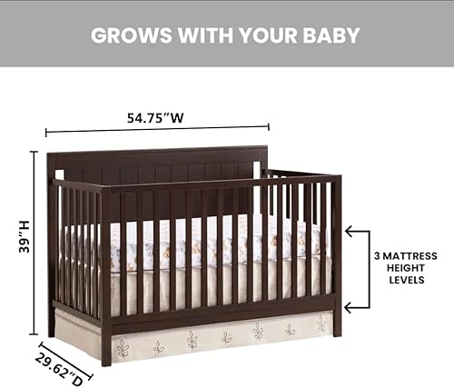 Oxford Baby Lazio 4-in-1 Convertible Crib, Dove Gray, GreenGuard Gold Certified - Jamouz