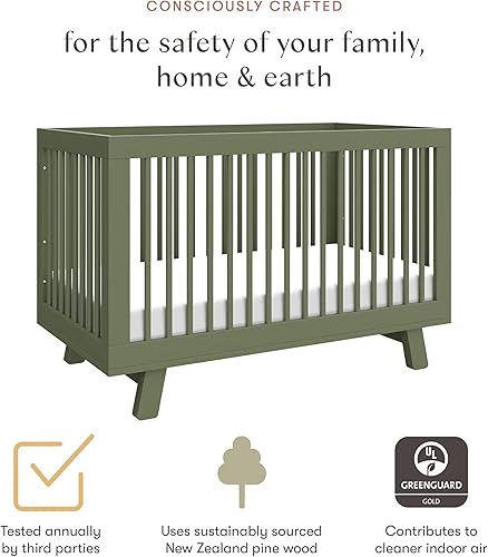 babyletto Hudson 3-in-1 Convertible Baby Crib with Toddler Bed & Daybed Conversion - Easy to Assemble - GREENGUARD Gold Certified w/ 4 Adjustable Mattress Heights - Natural - Jamouz