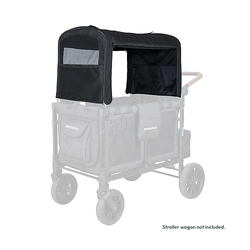 WONDERFOLD Flex Canopy for Stroller Wagon - Wagon Canopy with Removable Front/Back, Mesh Sides, Adjustable Side Panels & Convenient Storage Pockets, W4 Elite/Luxe - Jamouz
