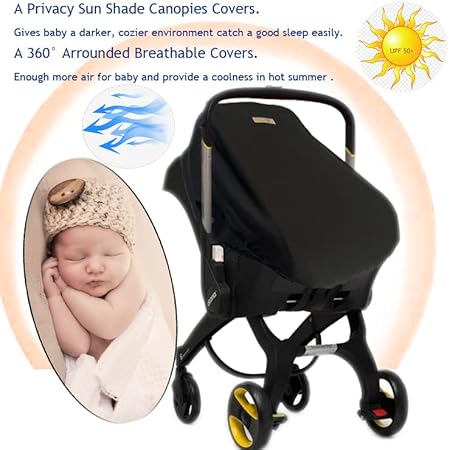 Car Seat Cover for Babies Sunshade Protection - CarSeat-Covers Canopy w/Privacy Sun Shade & Peep Window Breathable & Stretchable,Protects Newborn Baby from UV Ray, Dust &Insects for Infants Carseat - Jamouz