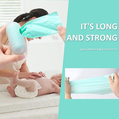 Baby Disposable Diaper Bags, Waste Bags 8 Refill Rolls/120 Bags with Dispenser, Convenient and Quick Diaper Disposal, Unscented - Jamouz