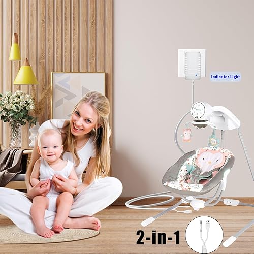 Charger for Ingenuity Baby Swing,Replacement Power Cord for Baby Rocker,2-in-1 Compact Portable Charger Compatible with InLighten,Simple Comfort,ConvertMe,Swing'n Go,Adapter Charger USB A &DC Plug - Jamouz