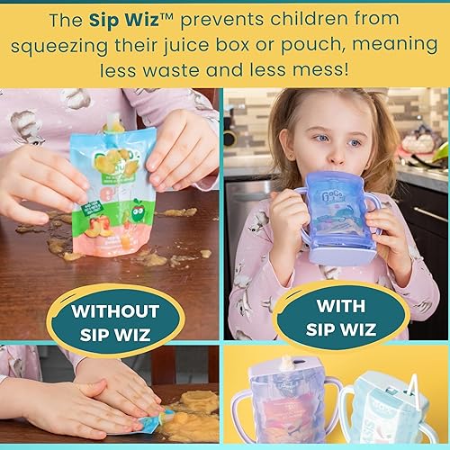 Dinneractive Sip Wiz - Baby Pouch Holder No Squeeze Pouch Food Pouches & Juice Box Holder - Anti-Squeeze Yogurt Pouch Reusable Toddler Essentials - Jamouz