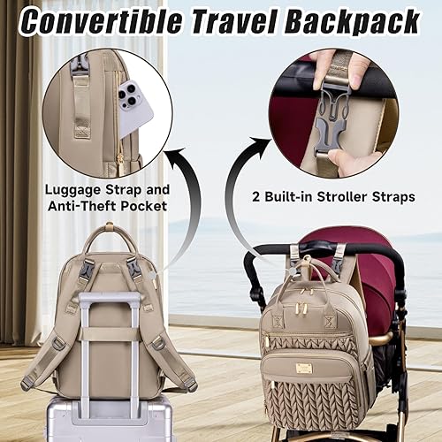Diaper Bag Backpack,Stylish Baby Diaper Bag,Waterproof Travel Diaper Backpacks Baby Bags with Changing Pad,Stroller Straps,Insulated Pockets (Khaki) - Jamouz
