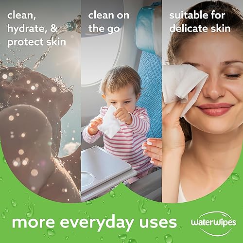 WaterWipes Soothing Clean Baby Wipes, 99% Water-Based Formula with Botanical Extract to Soothe & Protect Skin, Unscented & Hypoallergenic, 360 Count (6 Packs) - Jamouz