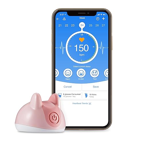 Roo Prenatal Heartrate Monitor – Portable, no Gel or Wires, Safe Bluetooth Technology – Listen, Track and Share Your Baby’s Heart Rate at 20 Weeks - Jamouz