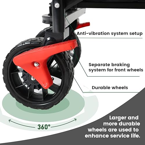Foldable Wagons with Removable Canopy, Safety Belts, Reversible Handlebar, Removable Canopy, with seat Belts - Jamouz