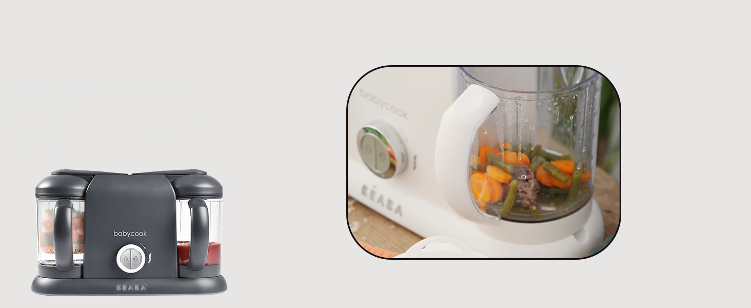 Transfer steamed food into blending bowl