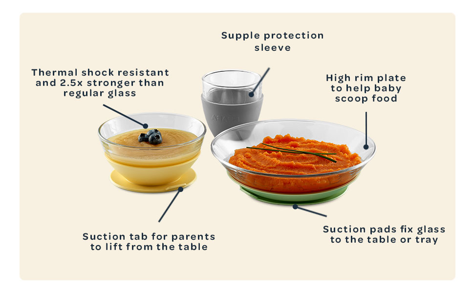 glass meal set pastel glass bowl glass plate glass cup baby toddler dinnerware