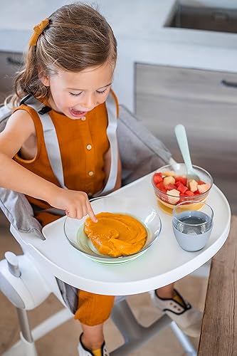 BEABA 3-Piece Duralex Glass Meal Set with Silicone Suction, Toddler Plate and Baby Bowls with Suction, Non Slip Kids Dinnerware Set, 2.5X Stronger Than Regular Glass, Pastel - Jamouz