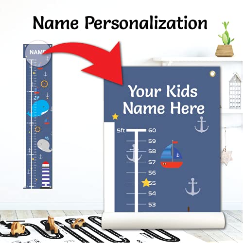 Personalized Kids Canvas Growth Chart, Height Chart, Growth Chart Banner, Train - Jamouz