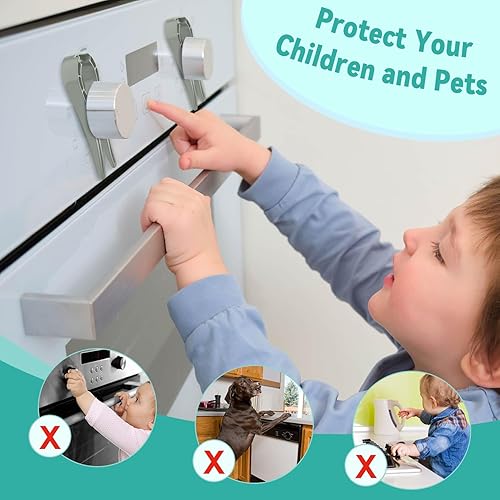 Gas Stove Knob Locks Protecting Kids and Pets; Oven Knob Covers for Child Safety (5 Pack,Black) - Jamouz