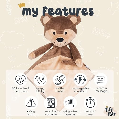 Riff Raff Bunny Sleep-Soother Unique Lullaby, Heartbeat & White Noise Plush, Washable, Portable, Perfect Sleep Aid - Jamouz