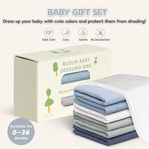 Susurration Muslin Baby Drool Bibs 6Pack Soft Triangular Adjustable Baby Bandana Bibs for Unisex Baby Girls & Boys - Jamouz