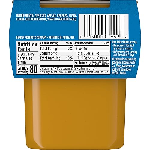 Gerber 2nd Foods Banana Blackberry Blueberry 4 Ounce Tubs, 2 Count (Pack of 8) - Jamouz