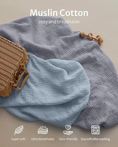 Blissful Diary Muslin Changing Pad Cover for Girls Boys, Ultra Soft Breathable Cotton, Baby Diaper Change Table Pad Covers, 2Pack (Roman Green&Leaf) - Jamouz