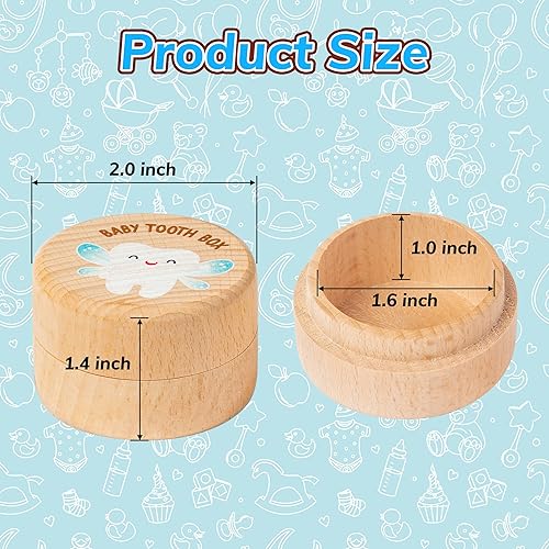 2Pcs Colorful Tooth Fairy Box for Girl Wooden Tooth Fairy Keepsake Box to Place Under Pillow Cute Lost Milk Dentition Holder Baby Toddler Memory Case for Baby Shower Birthday Gift - Jamouz