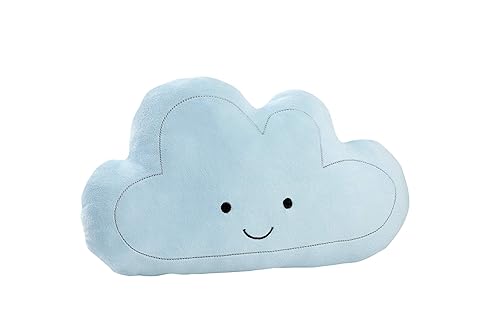 NoJo Little Love - Plush Happy Cloud Shaped Decorative Pillow, Decorative Nursery Pillow, Playroom Décor, Cute Throw Pillows, Blue, Silver - Jamouz