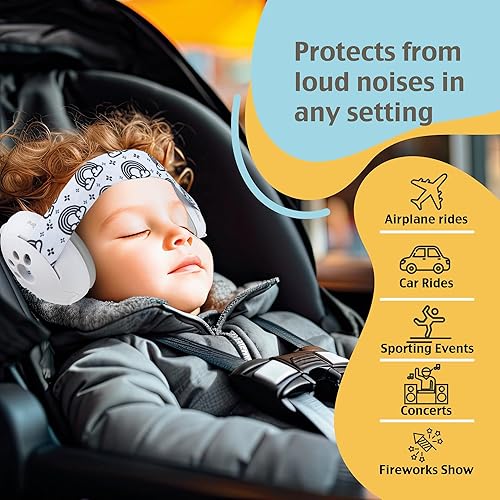'CuddleEars' 2 in 1 Baby Ear Muff - Noise Canceling Infant Toddler Headphone Hearing Protection Earmuff for Plane - Jamouz
