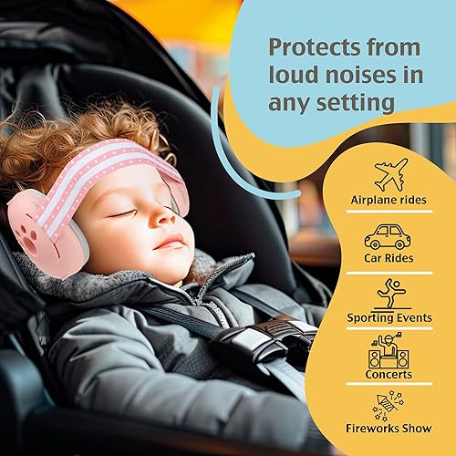 'CuddleEars' 2 in 1 Baby Ear Muff - Noise Canceling Infant Toddler Headphone Hearing Protection Earmuff for Plane - Jamouz