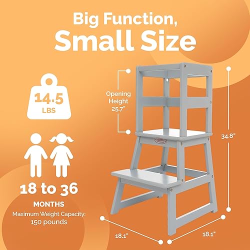 SDADI Kids Kitchen Step Stool Holds up to 150 Pounds with Safety Rail, White - Jamouz