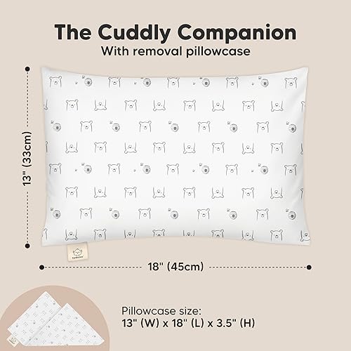 Toddler Pillow with Pillowcase - 13x18 My Little Cuddly Pillow, Viscose Derived From Bamboo Nursery Toddler Pillows for Sleeping,Kids Pillow,Small Travel Pillows,Mini Toddler Bed Pillow (Meadow) - Jamouz