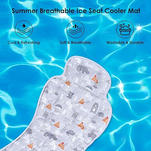Baby Car Seat Cooler Pad Summer Chair Ice Cushion Baby Car Seat Cooler Pad Carseat and Stroller Cooling Pad for Stroller High Chair 26.8in * 13in - Jamouz