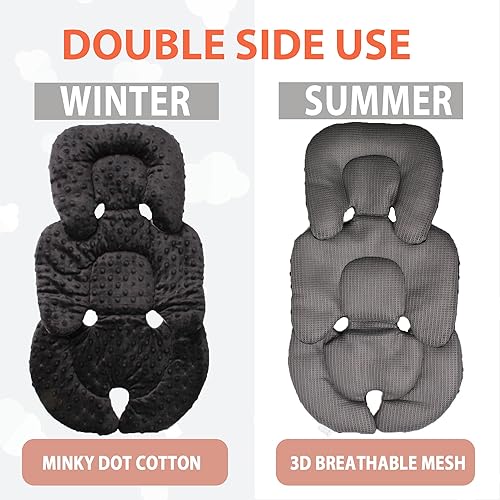 Infant Carseat Insert, 2-in-1 Reversible Baby Car Seat Cushion for Newborn Toddler Head & Body Support Car Seat Pad for Carseats, Strollers, Swings, Bouncers - Jamouz