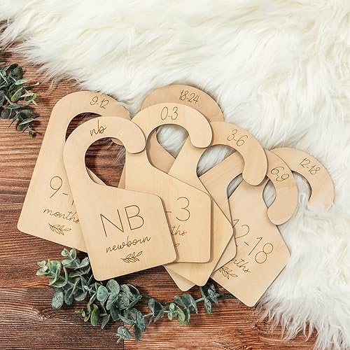 Beautiful Wooden Baby Closet Dividers - Double-Sided Organizer for Newborn to 24 Months Size Clothes - Adorable Nursery Decor Hanger Dividers Easily Organize Your Little Baby Girls or Boys Room - Jamouz