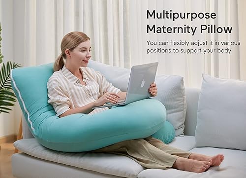 Momcozy Pregnancy Pillows for Sleeping, U Shaped Full Body Maternity Pillow with Removable Cover - Support for Back, Legs, Belly, HIPS for Pregnant Women, 57 Inch Pregnancy Pillow for Women, Grey - Jamouz