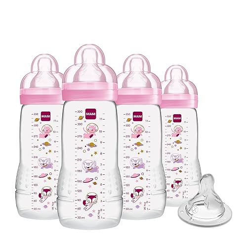 MAM Easy Active Baby Bottle 11oz, Easy Switch Between Breast and Bottle, Easy to Clean, 4+ Months, Girl - Jamouz
