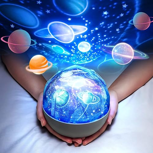 Solar System for Kids Projector Night Light, 360°Rotating+5 Films Planets Space Projector for Bedroom,Planetarium Projector Space Toys for Kids Gifts,Planets for Kids Solar System Toys 3-5,Planet Toys - Jamouz
