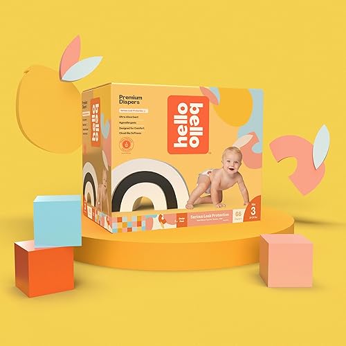 Hello Bello Premium Diapers Size 4, Honeysuckle Designs, 58ct Club Box, Hypoallergenic and Extra Absorbent - Jamouz